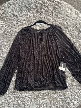 Simply Vera , Vera Wang , Women's Black Velvet Burnout Long-Sleeve Blouse